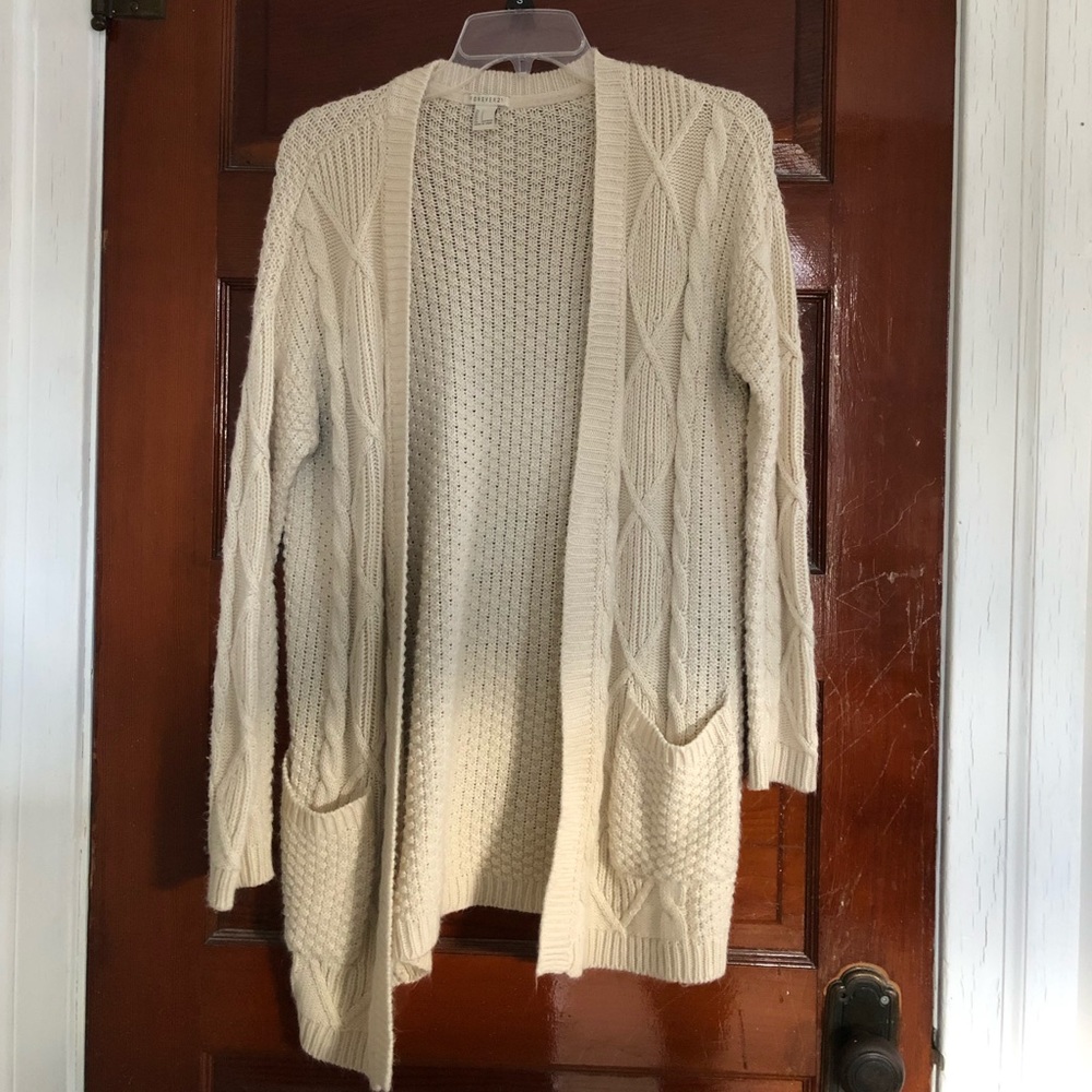Cream colored cardigan sweater
